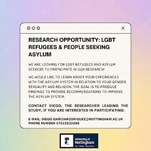 Call for participants: LGBT religious refugees and asylum seekers in the UK