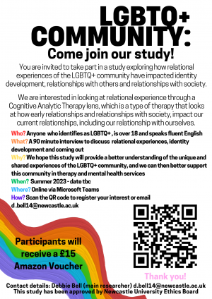 Research:  Exploring relational experiences of the LGBTQ+ community